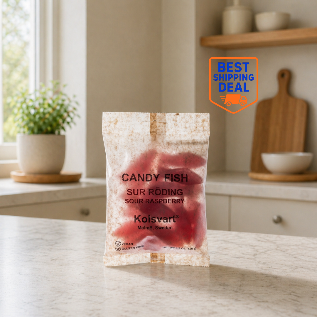 Casacella Foods - Kolsvart Sur Roding Sour Raspberry Swedish Candy Fish
