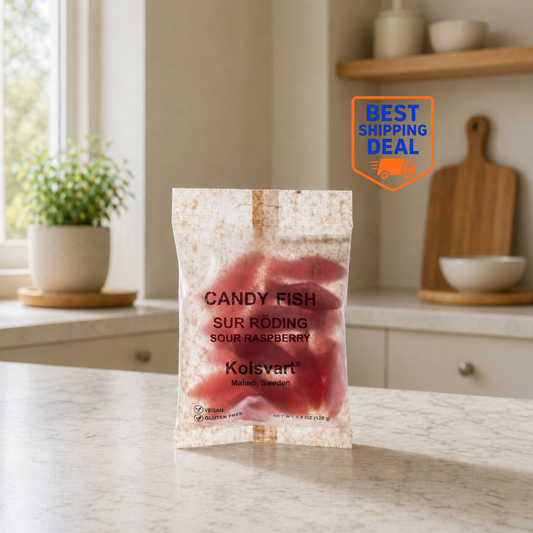 Casacella Foods - Kolsvart Sur Roding Sour Raspberry Swedish Candy Fish