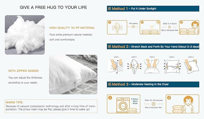 Eyda Homes - Premium Form Pillow Inserts : 12X20 Inches