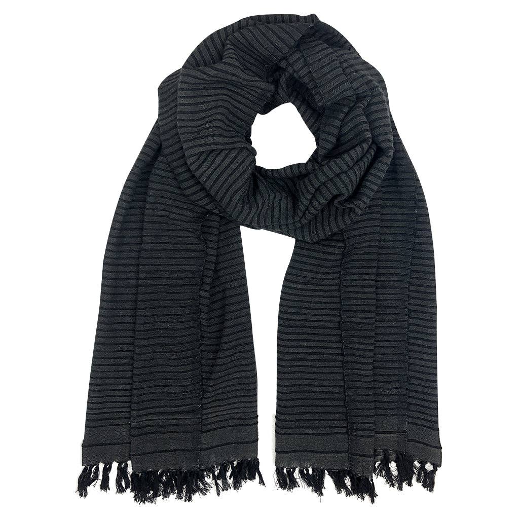 SLATE + SALT - Ethiopian Stripe Wrap Scarf: French Gray