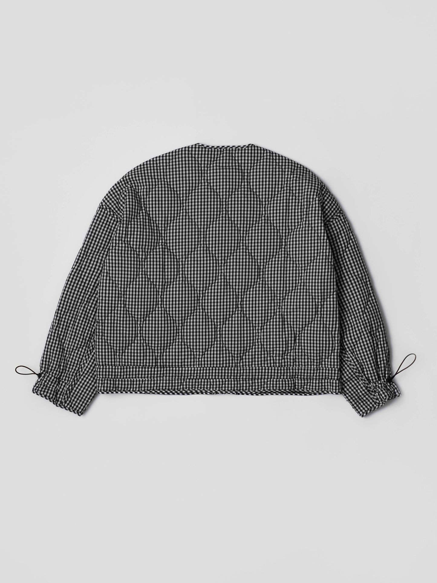 Quilted Gingham Cotton Cropper: Black / SMALL