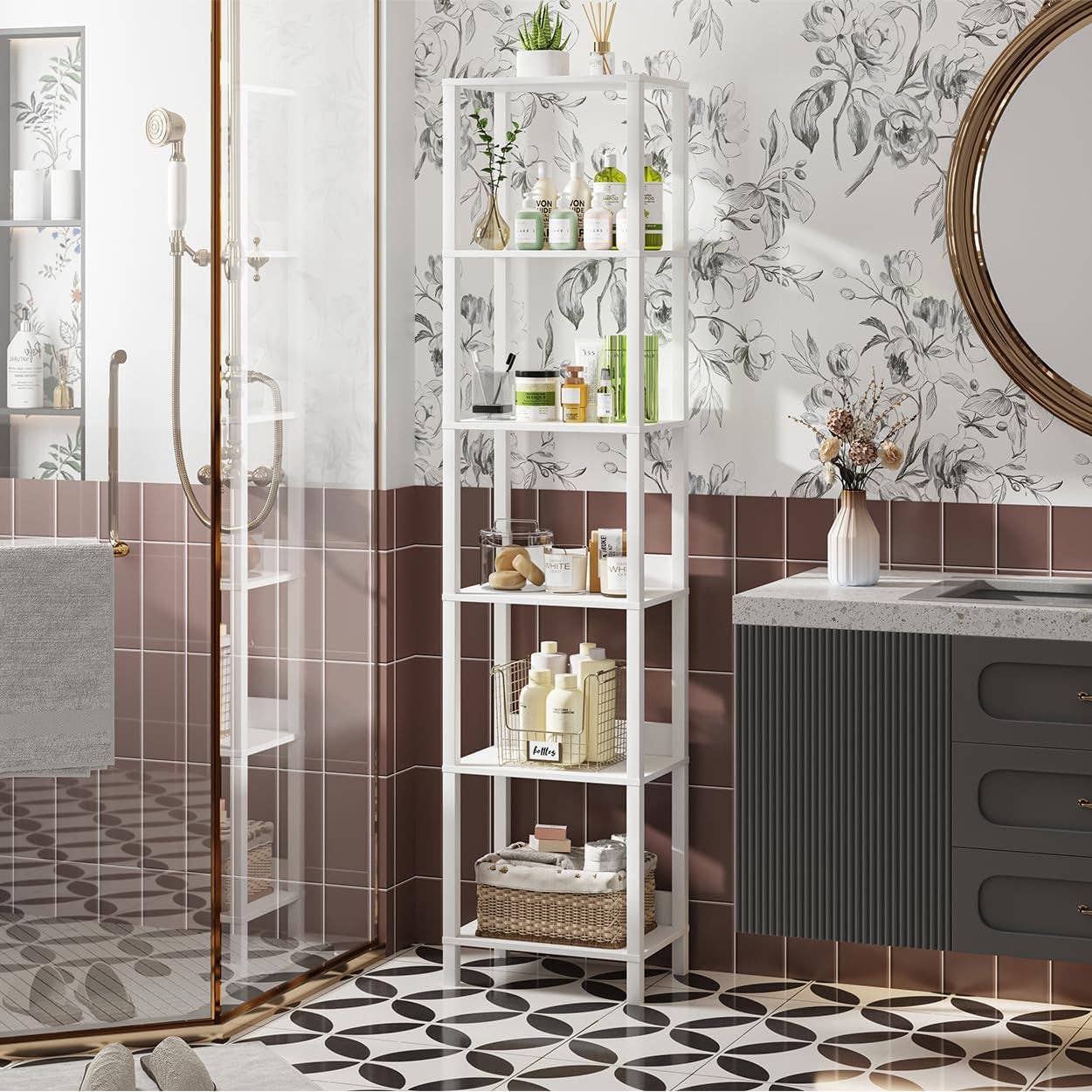 ShipItFurniture - 6 Tier Bookshelf with Anti-Fall Baffle, Tall 64.79" Bookcase with DIY Shelves, Industrial Book Shelf Storage Organizer, Display Free Standing Shelf Unit for Bedroom, Living Room, Office, White: White / 6-Tier