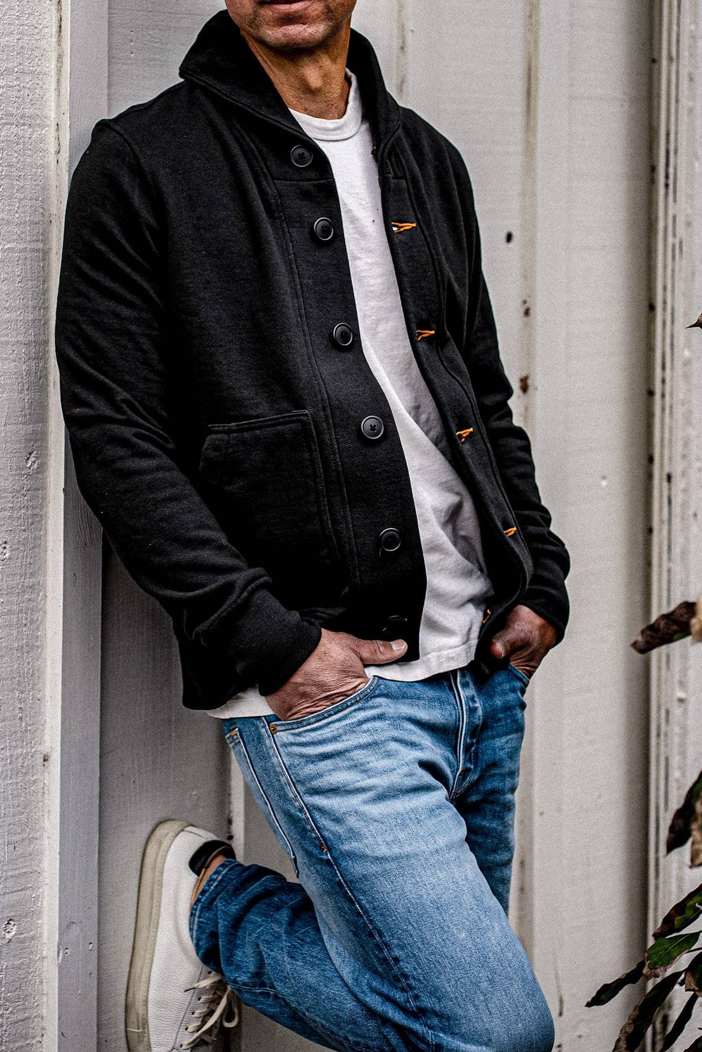 WiesMade - Men | Bodega Cardigan | 14oz 100% Cotton French Terry - Basalt: Basalt / L