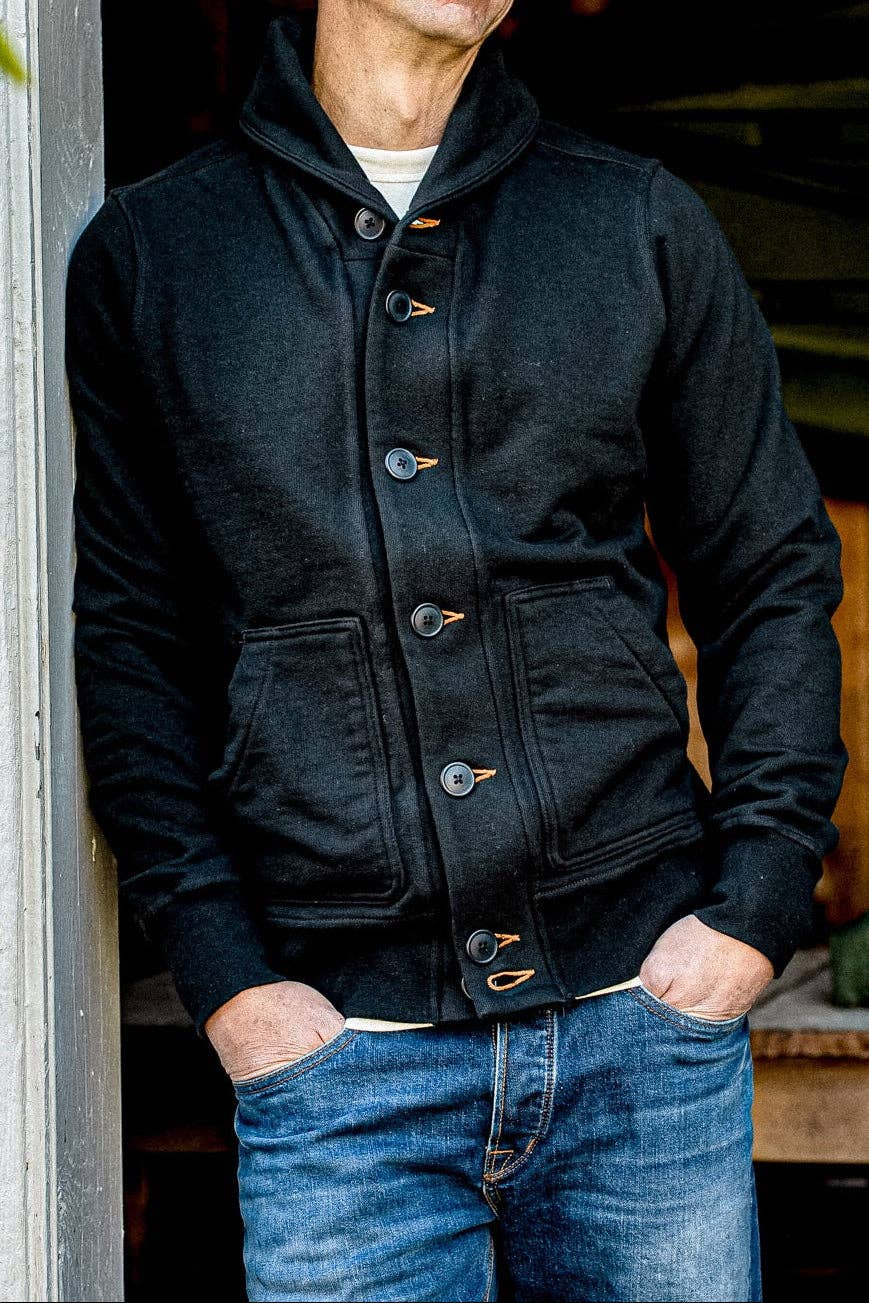 WiesMade - Men | Bodega Cardigan | 14oz 100% Cotton French Terry - Basalt: Basalt / L