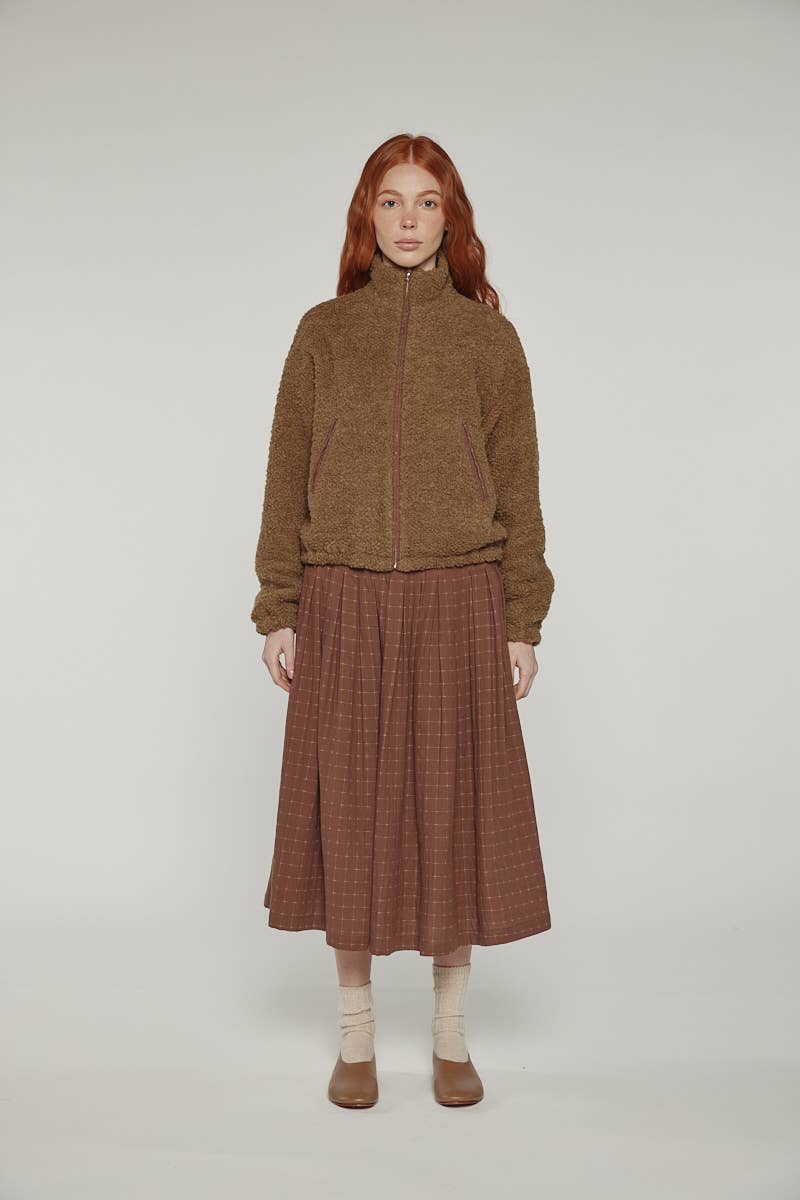 Amente - Wool high-neck bomber jacket: Olive / Solid / M/L