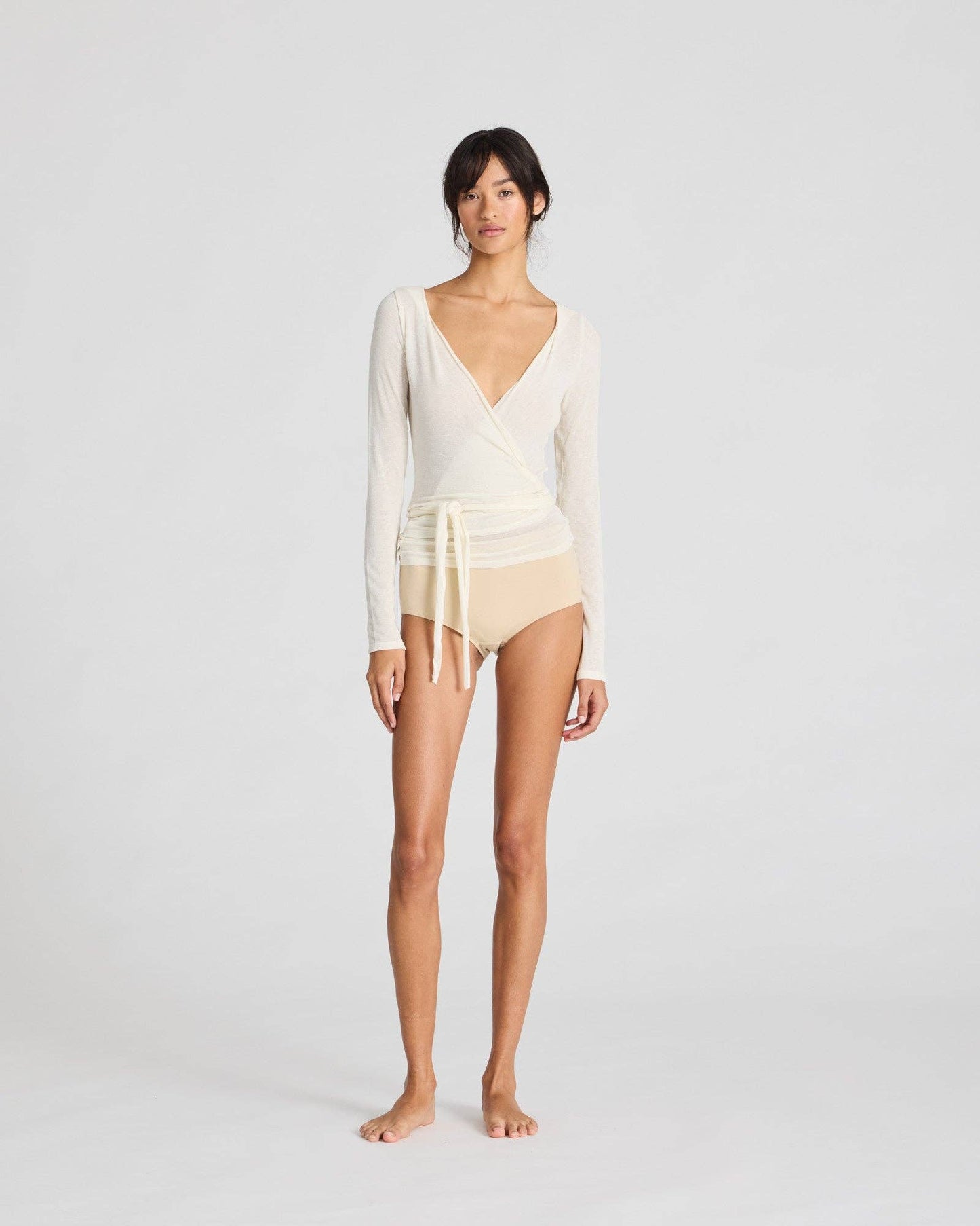 Signe Wool Super fine Merino blend Wrap Top - Cream or White
