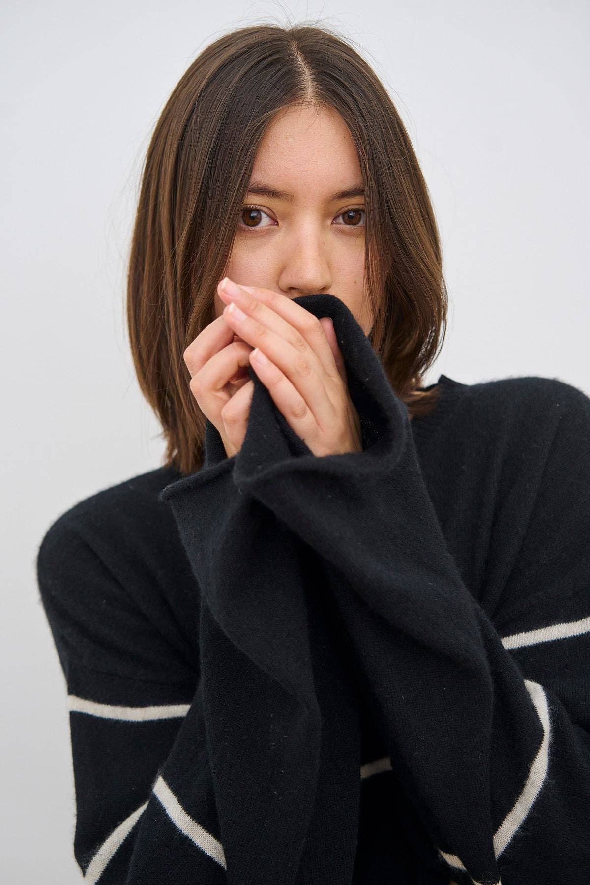 CARE BY ME - SEA STRIPE SWEATER: Wheat / Black / M