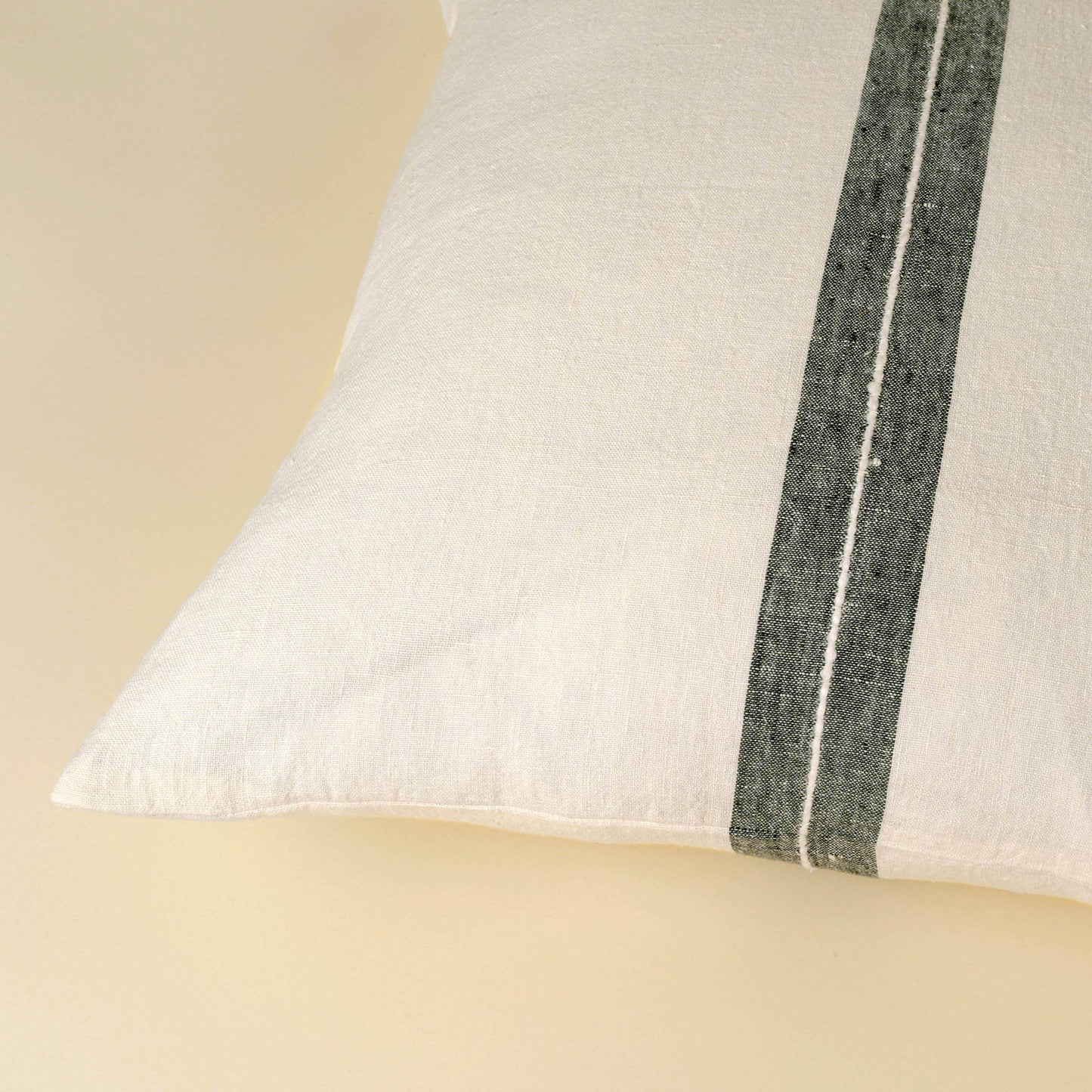 Emmett Linen Stripe Pillow in Chalk White