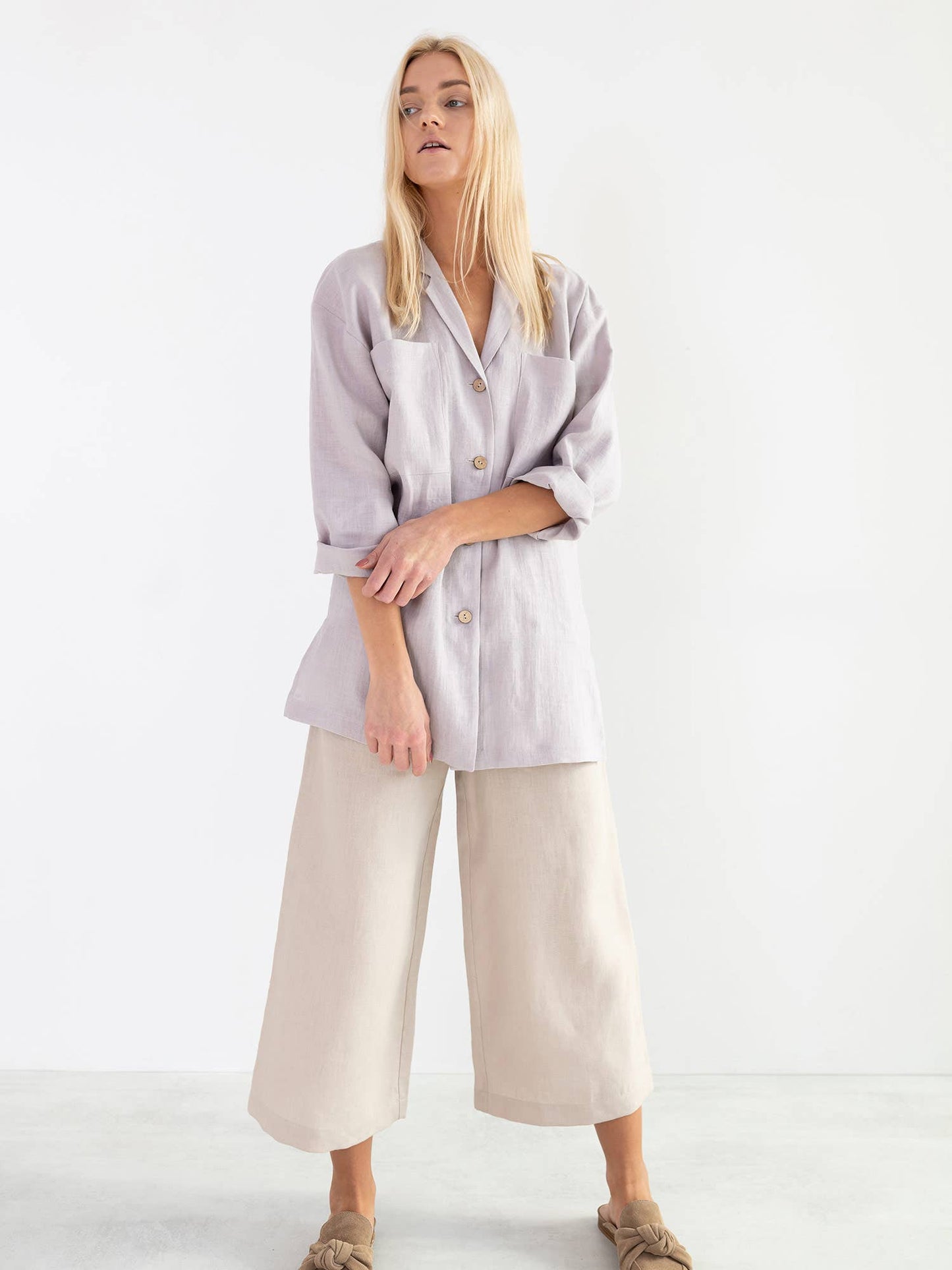 Love and Confuse - Rosemary Linen Shirt: White / XS