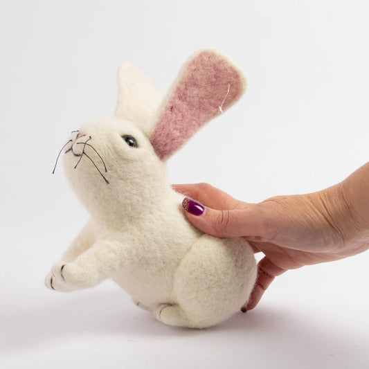 Felted White Bunny Friend