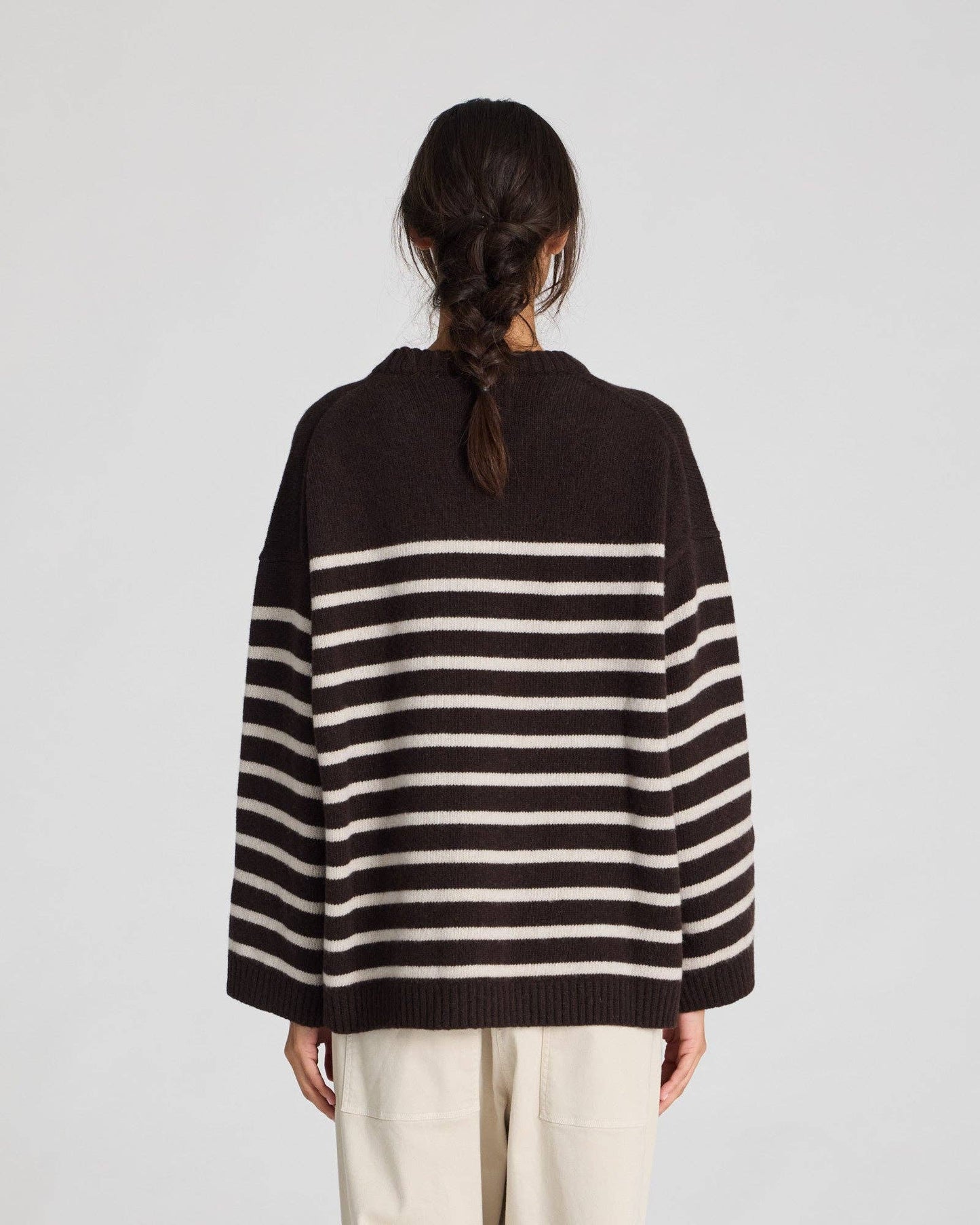 Brigitte Stripe Lambswool Sweater in Mulch