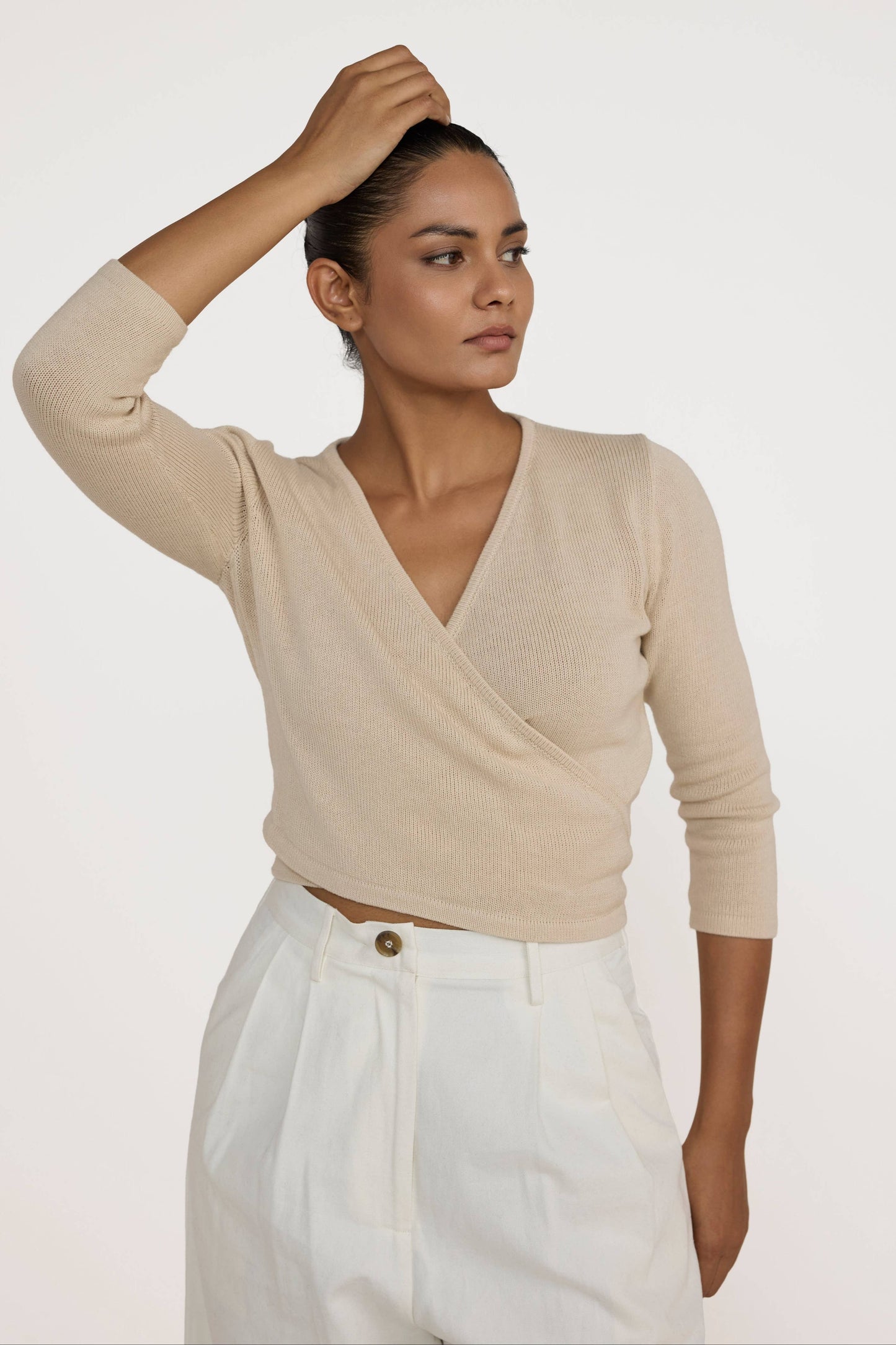 LAUDE the Label - Ballet Wrap Top - Chalk: L