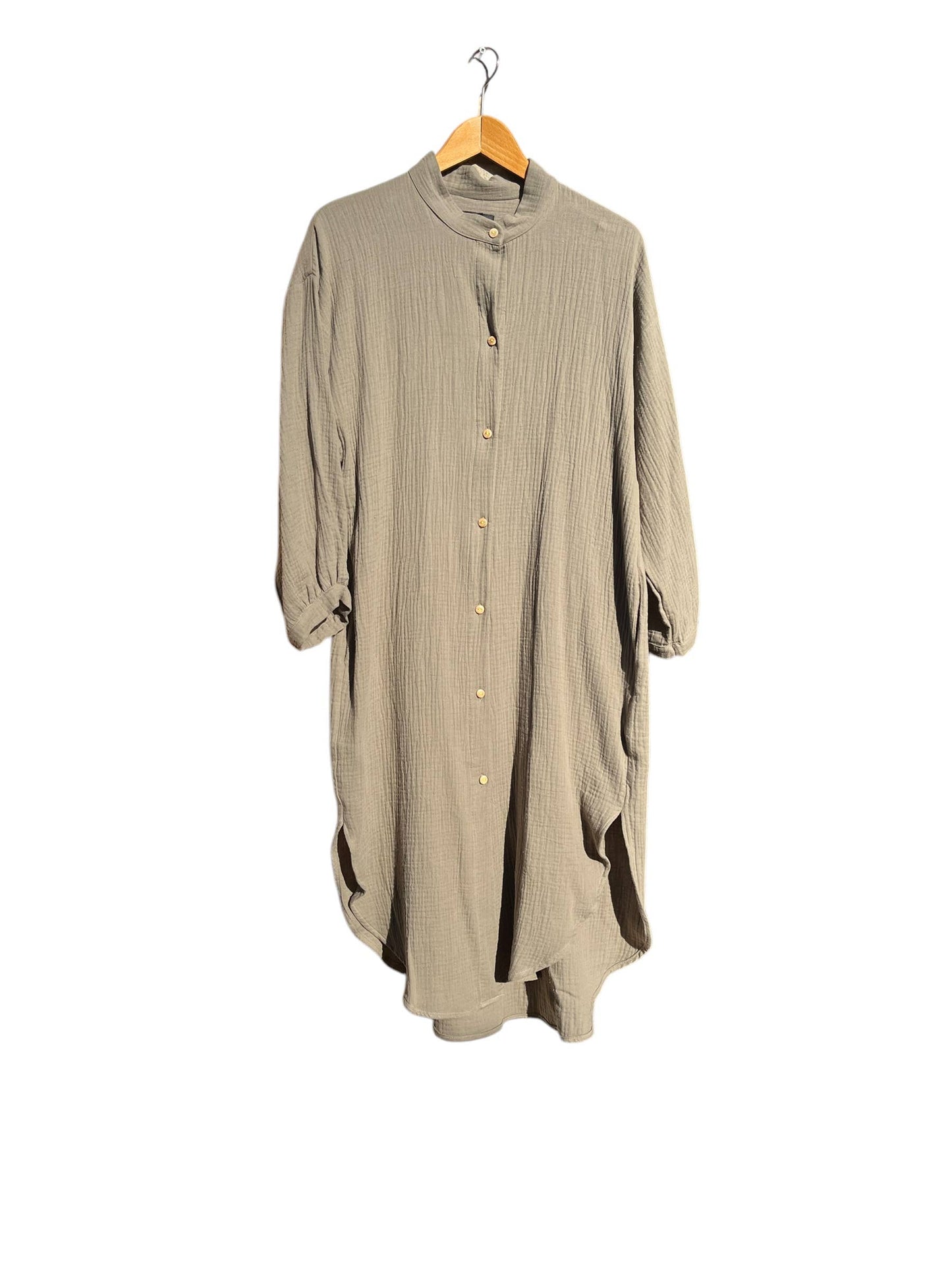 CECILIA SÖRENSEN - 702 COTONER Relaxed shirt dress in organic cotton muslin: Beige