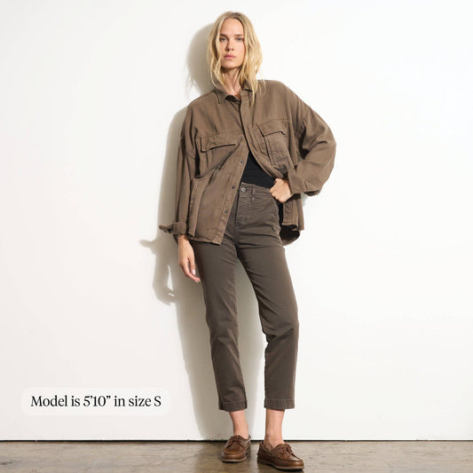 Farrah Drape Denim Twill Shirt Jacket