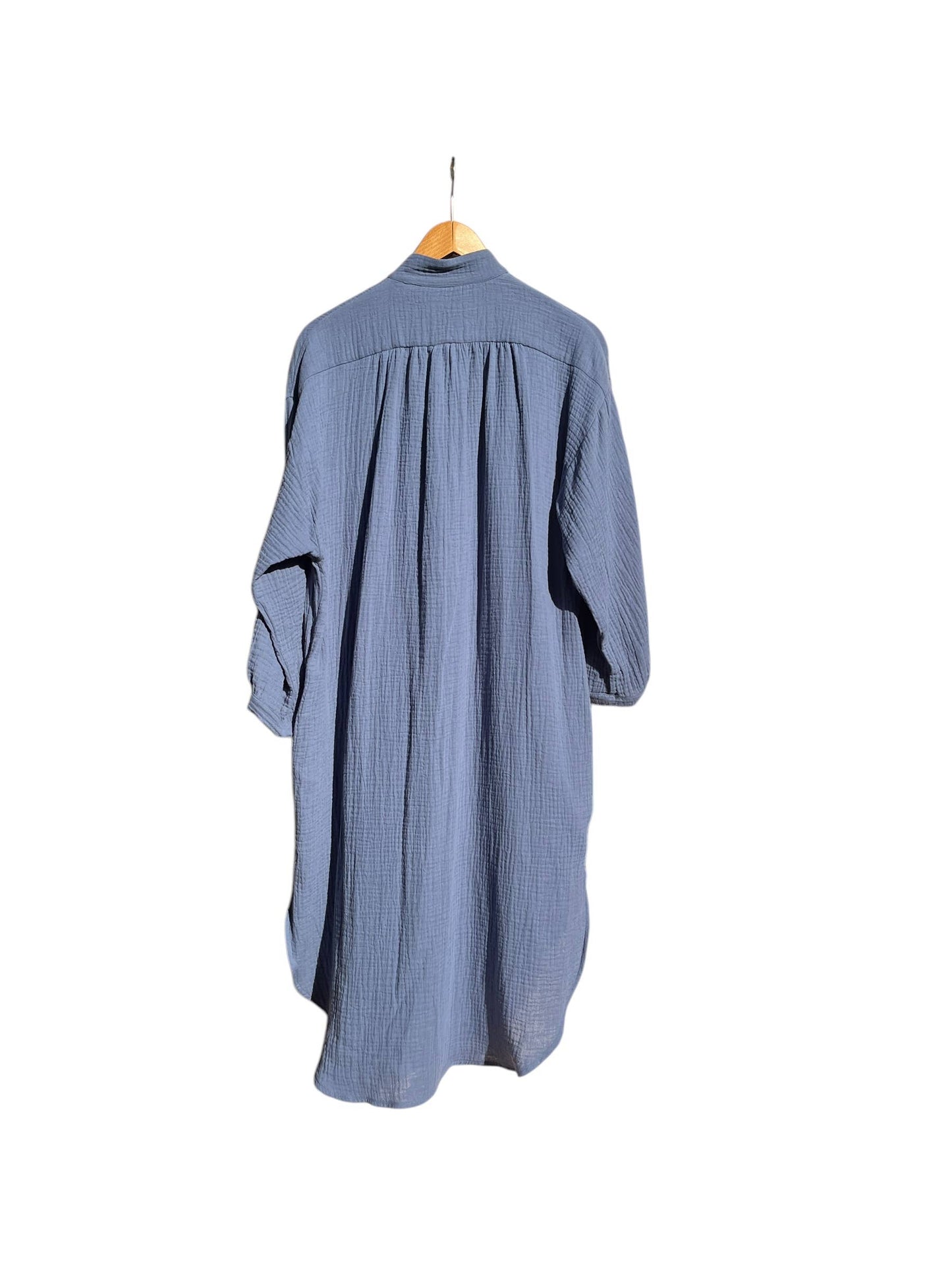 CECILIA SÖRENSEN - 702 COTONER Relaxed shirt dress in organic cotton muslin: Navy blue