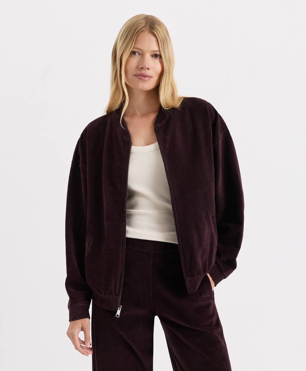 Women's Pure Velour Rib Bomber Jacket