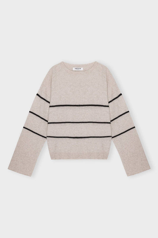 CARE BY ME - SEA STRIPE SWEATER: Wheat / Black / M