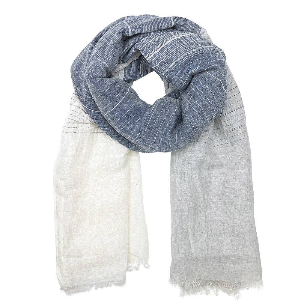SLATE + SALT - Linen Cotton Blend Wrap Scarf: Denim