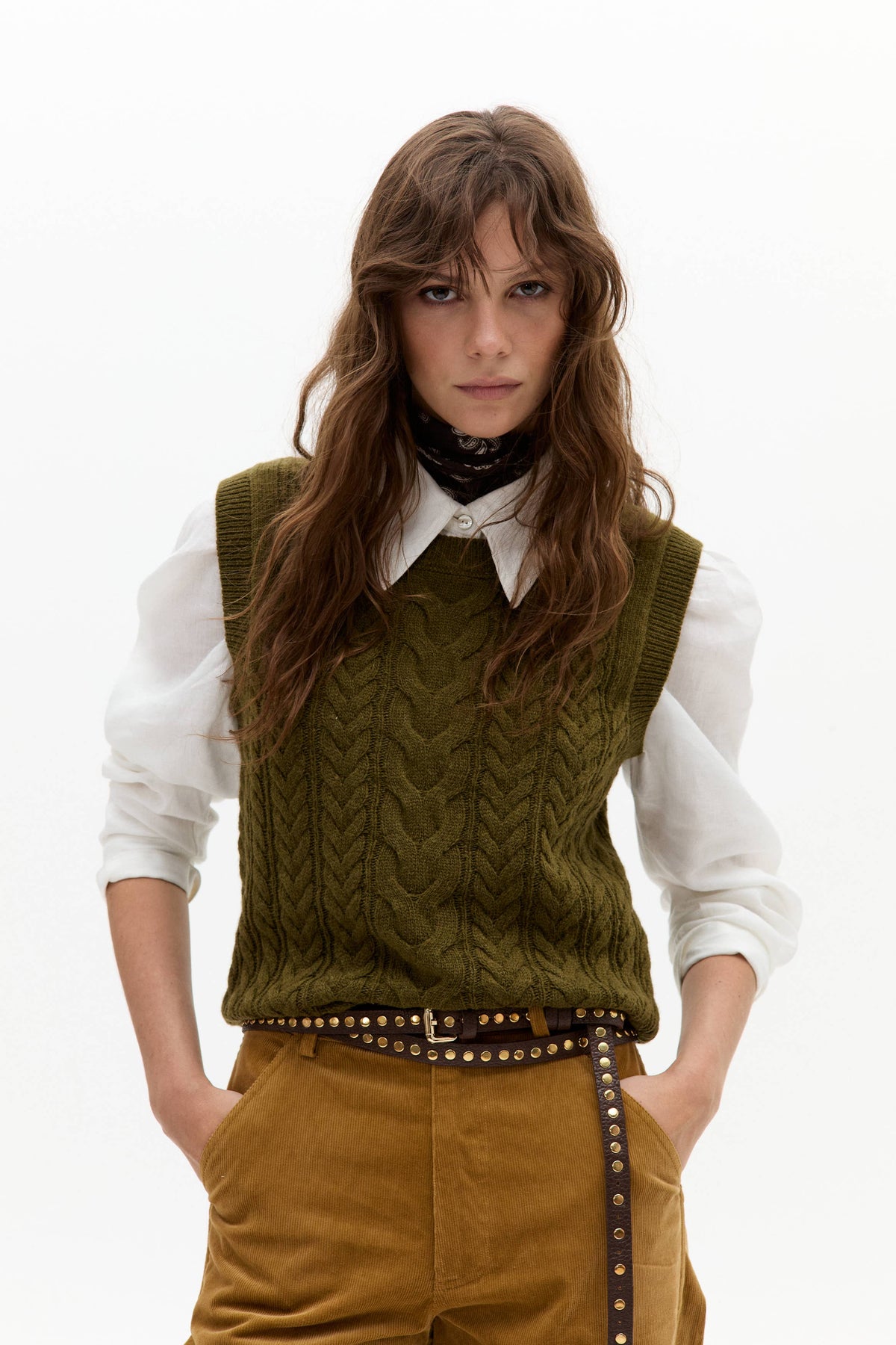 Otto Wool Blend Knitted Vest - Forest Green