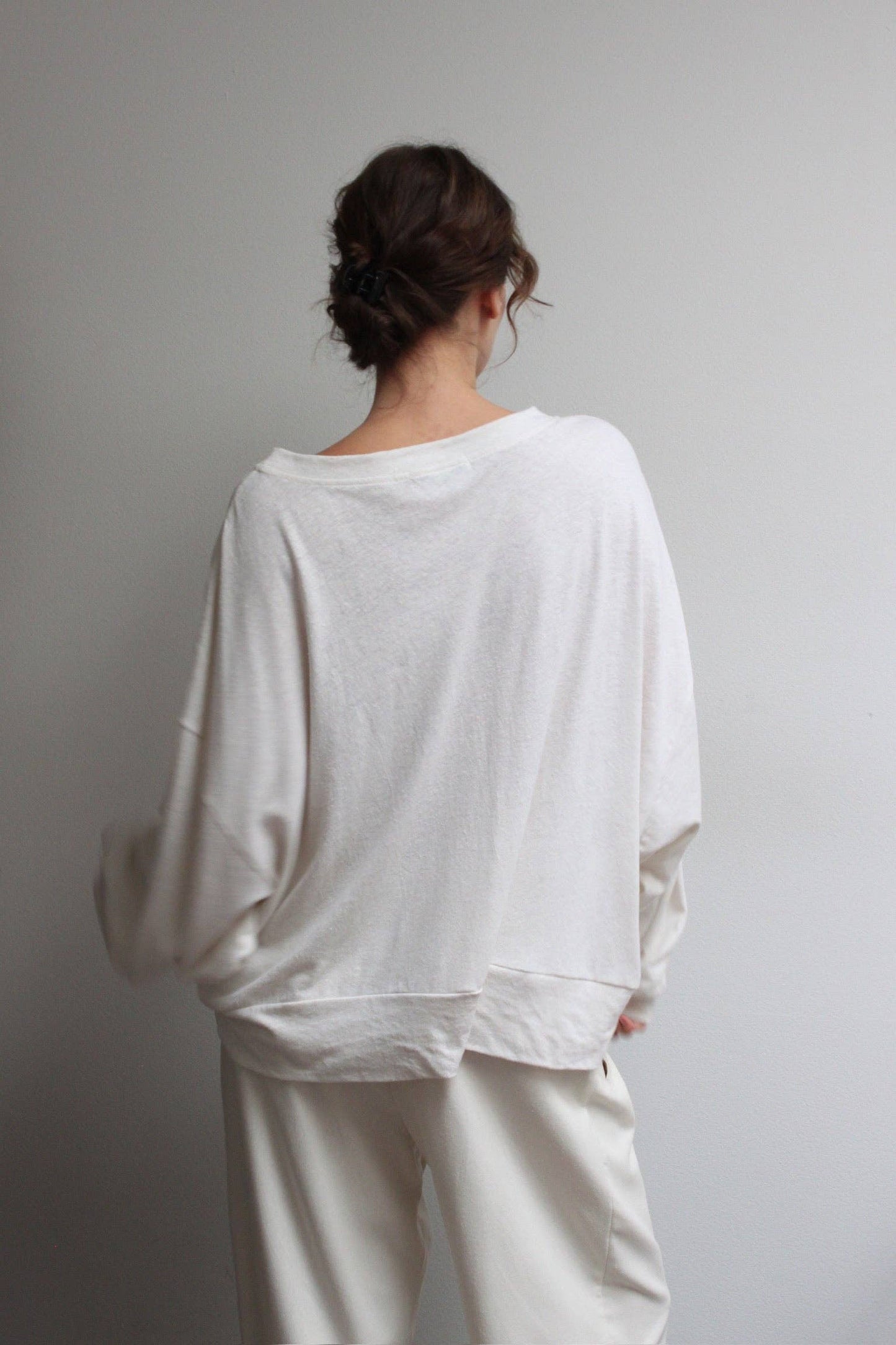 Mia Hemp-Organic Cotton Jersey Cropped Sweatshirt: Natural / O/S