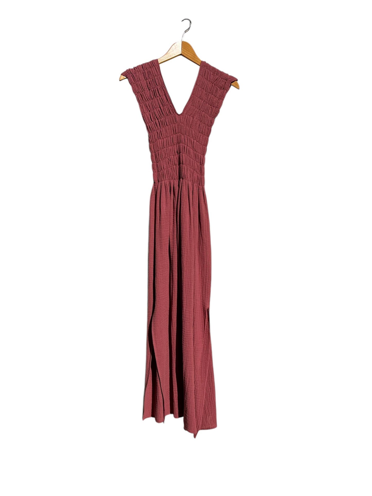 CECILIA SÖRENSEN - 736 ALBAZER Gathered V-neck dress dark henna organic cotton : Black