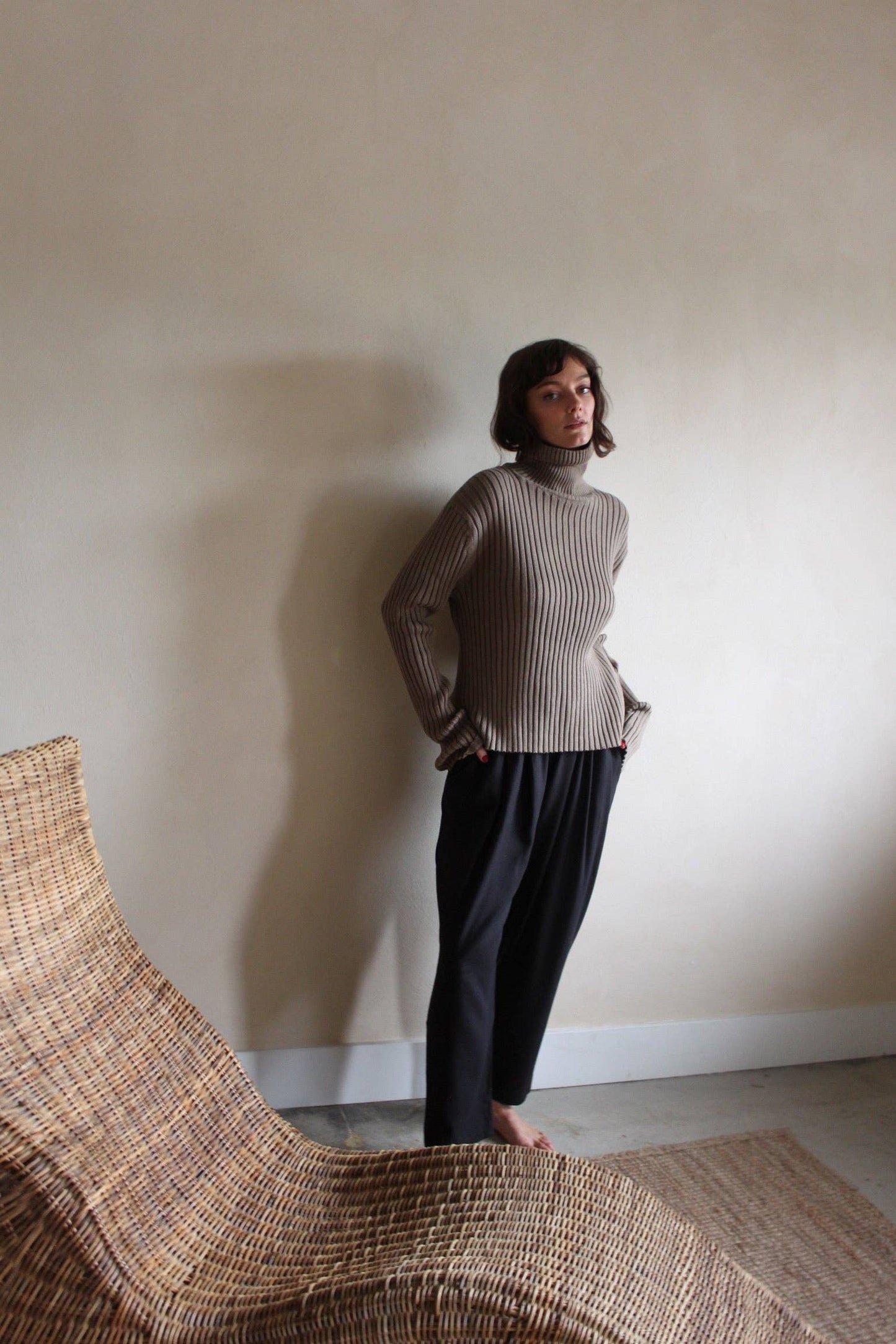 Na Nin - Montana Pima Cotton Turtleneck: Onyx / O/S