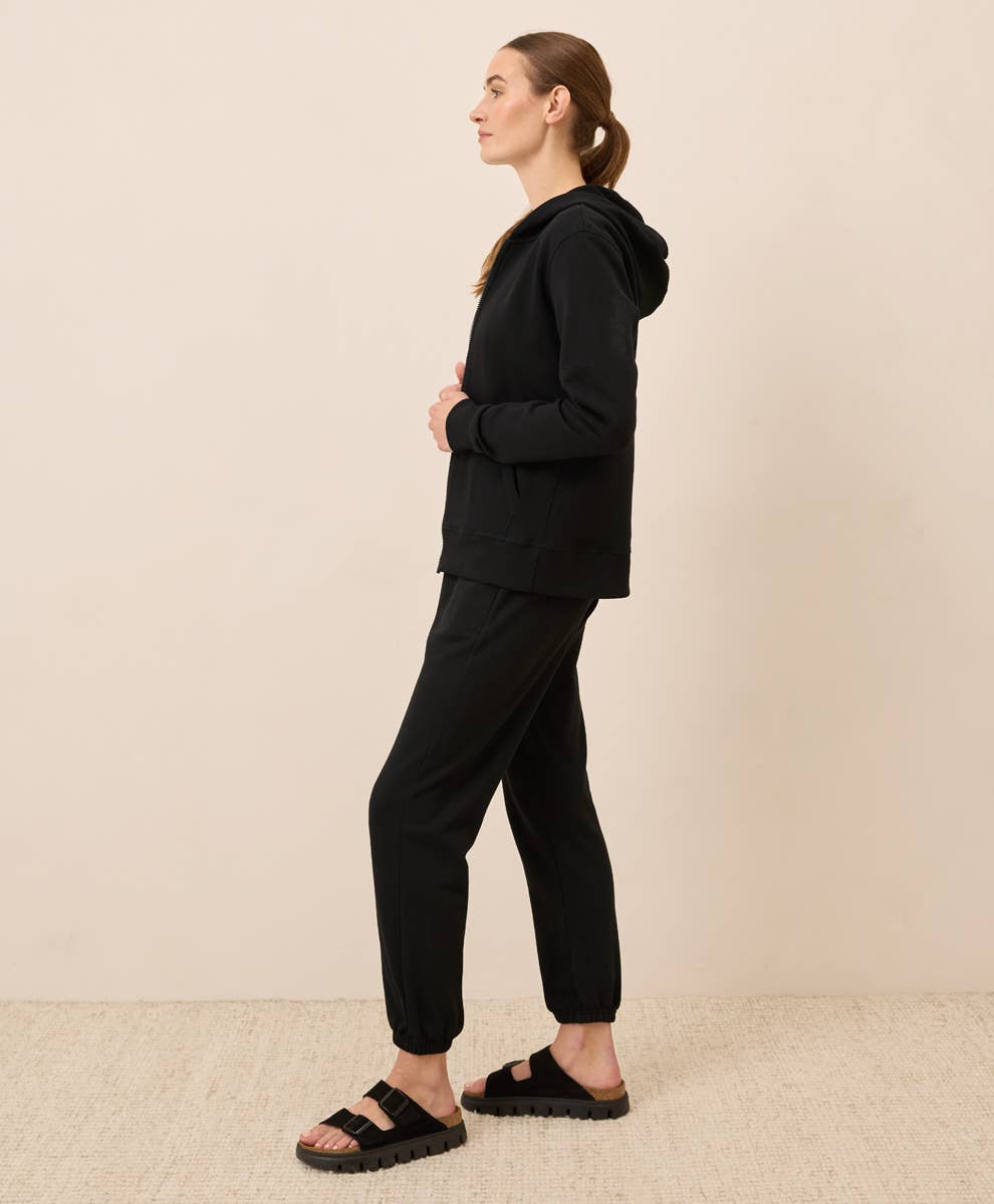 Kimmie Brushed Fleece Sweat Pant: Organic Cotton in Black