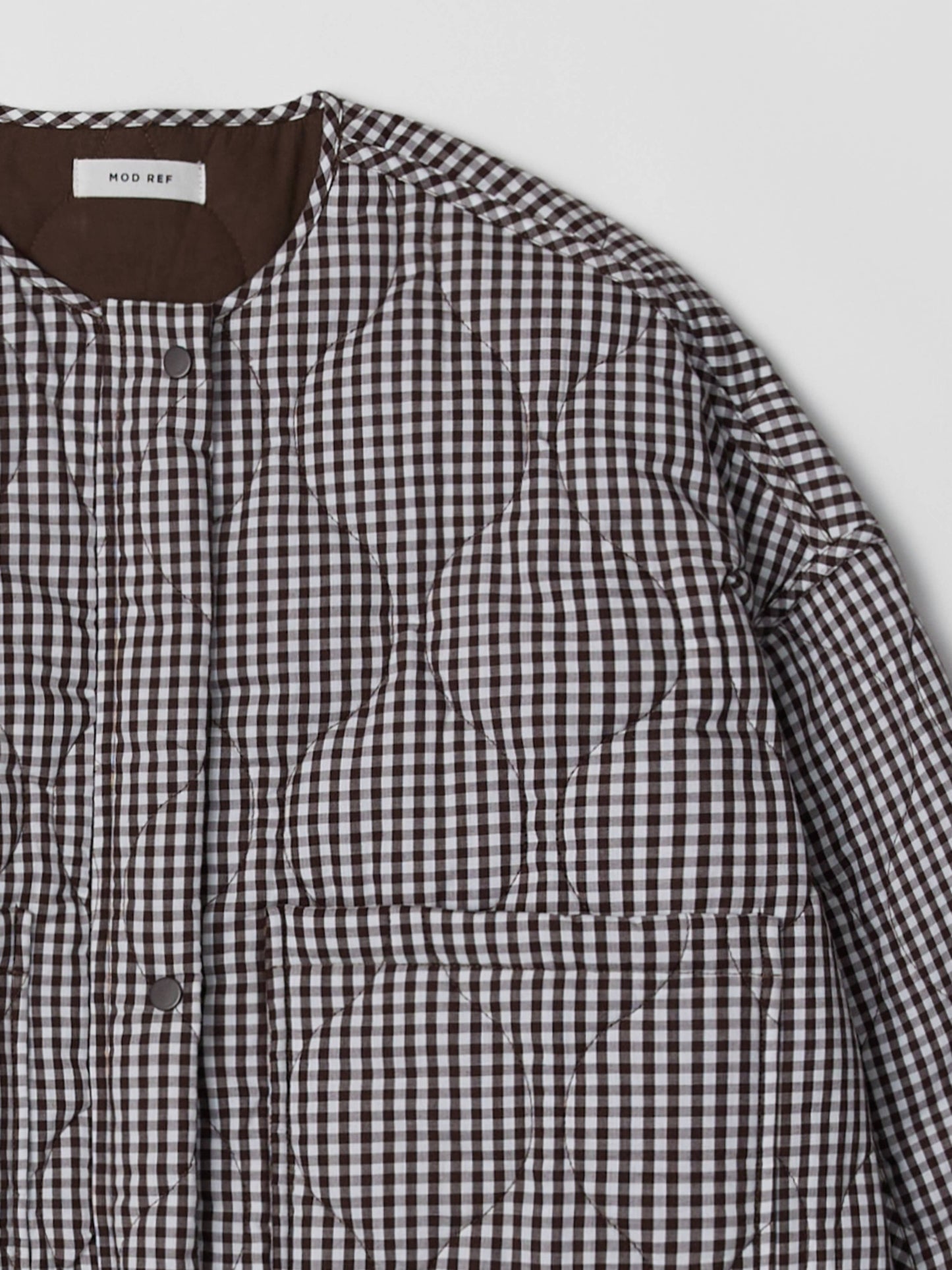 Quilted Gingham Cotton Cropper Jacket: Black / MEDIUM