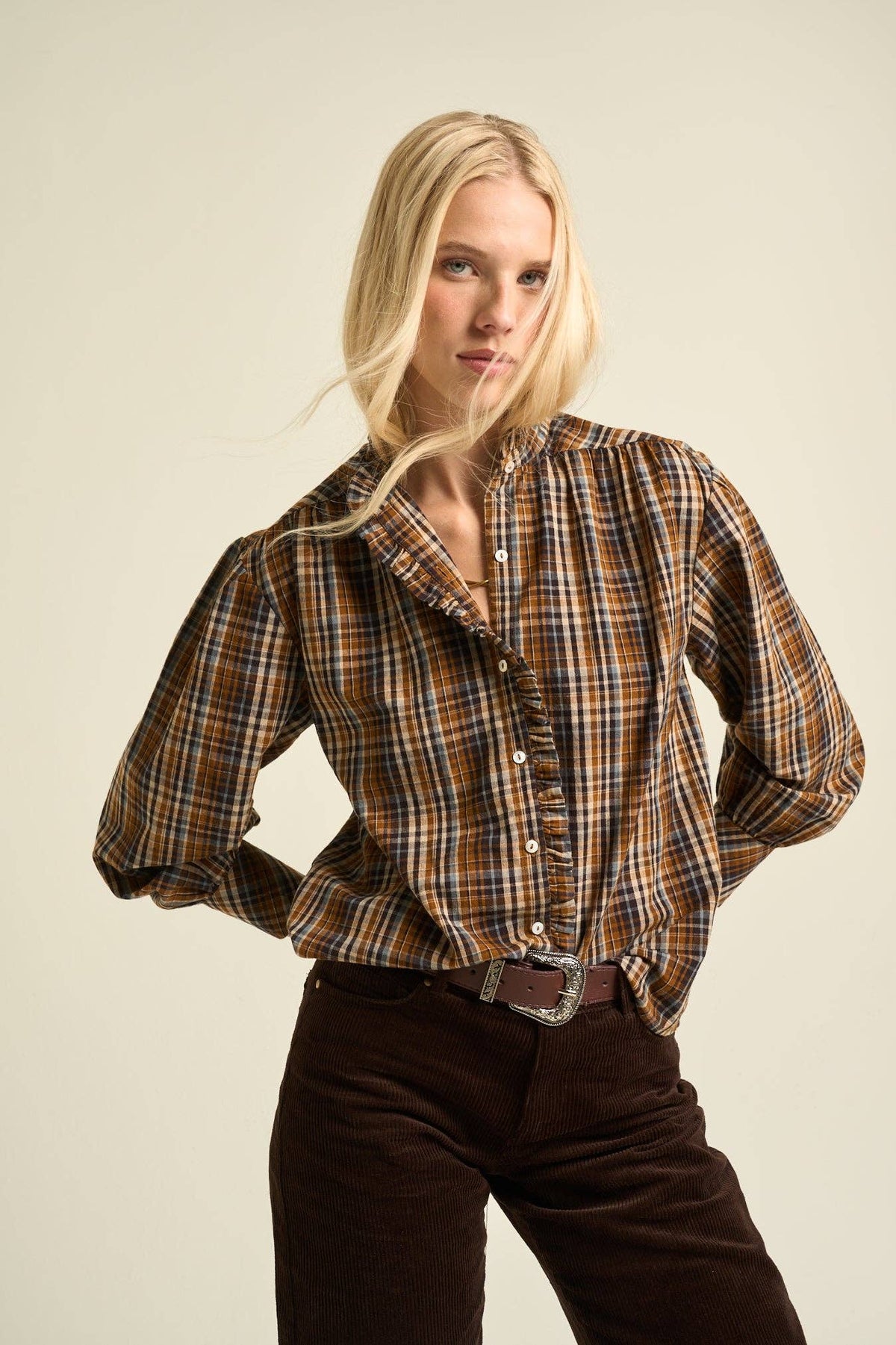 Cheyenne Mini Ruffle Cotton Blouse