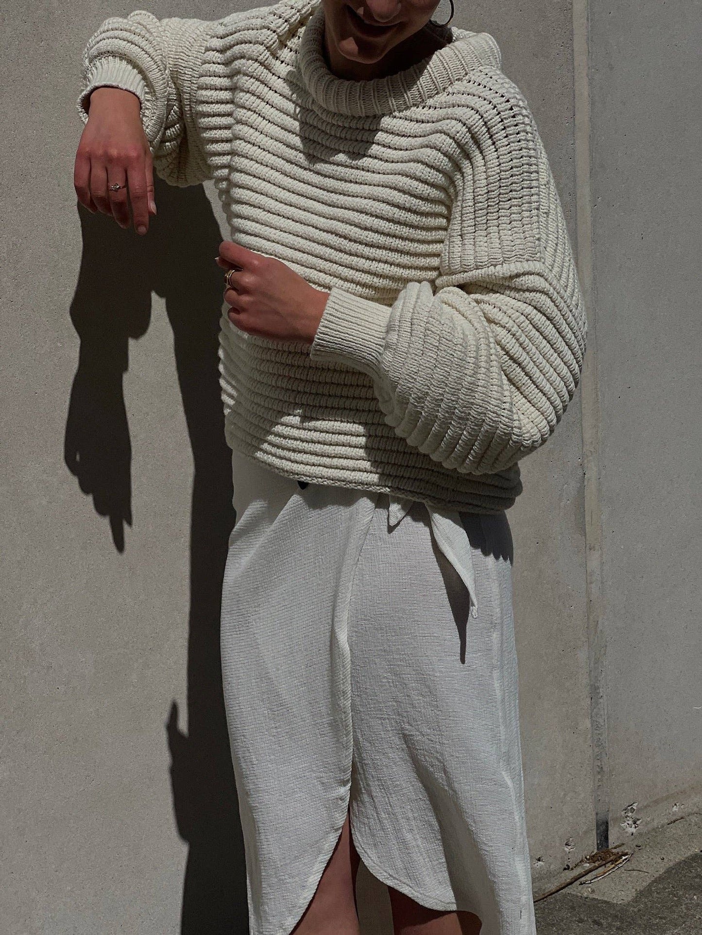 Na Nin - Romy Cotton Balloon Sleeve Sweater: Ivory / O/S