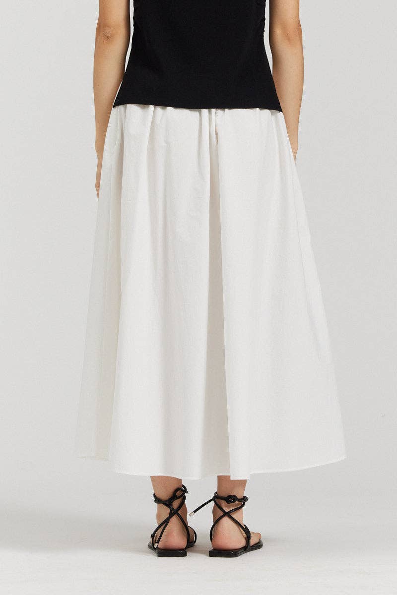 there. elsewhere - Cotton Poplin Skirt: Off White / Small