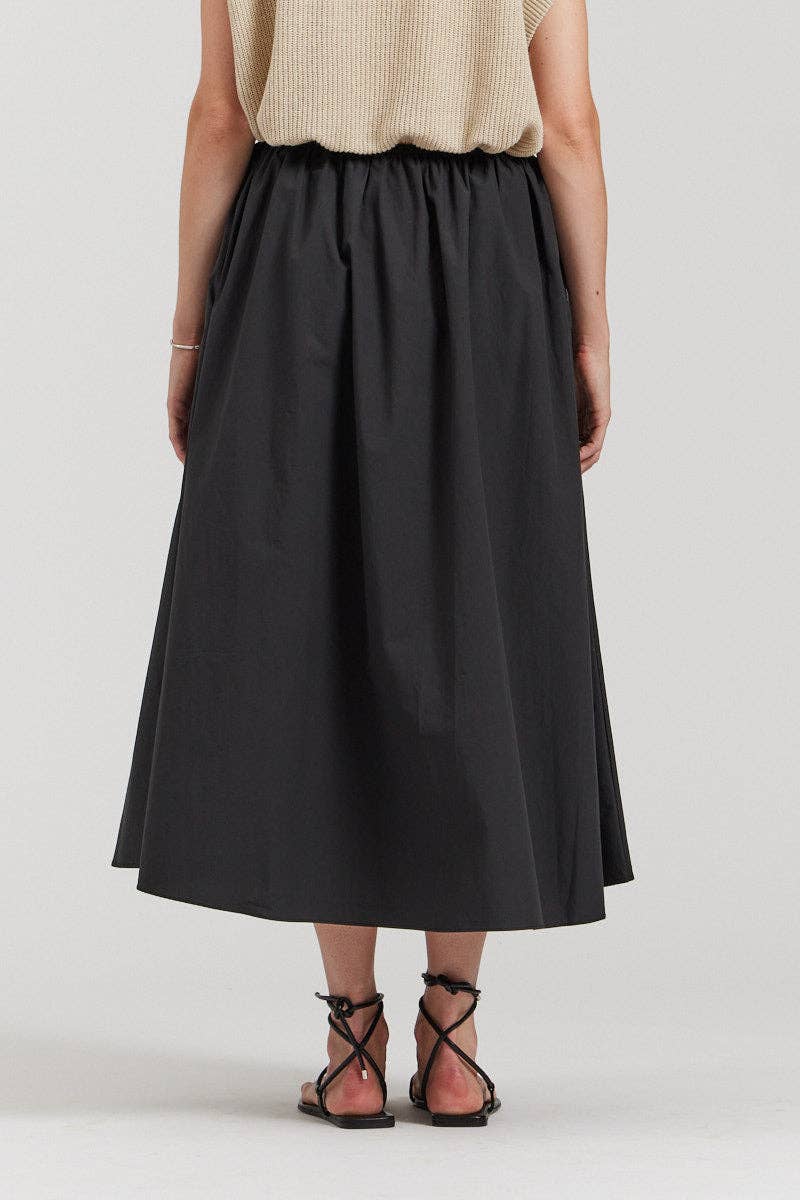there. elsewhere - Cotton Poplin Skirt: Black / Small