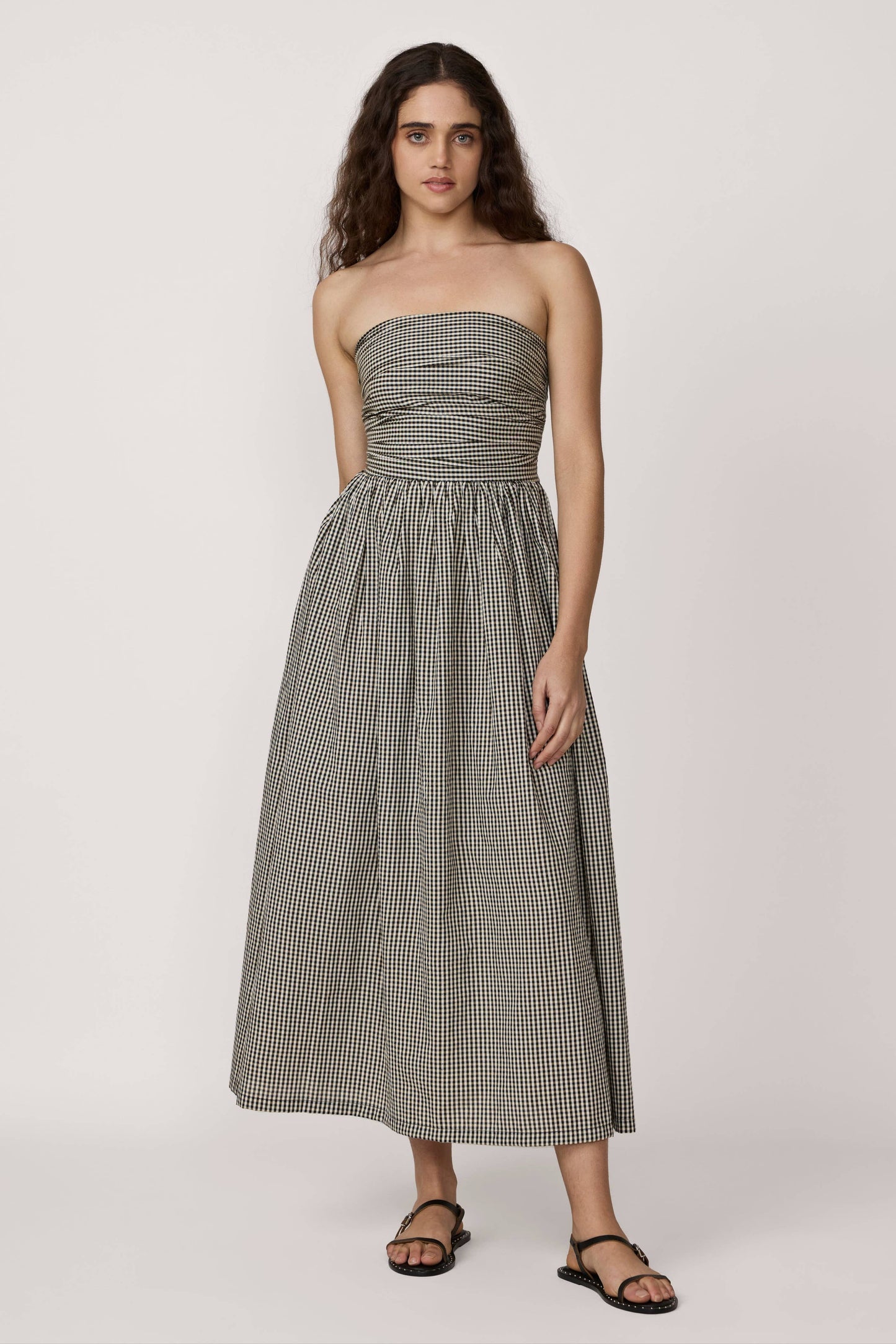 LAUDE the Label - Strapless Tie Back Dress - Gingham: M