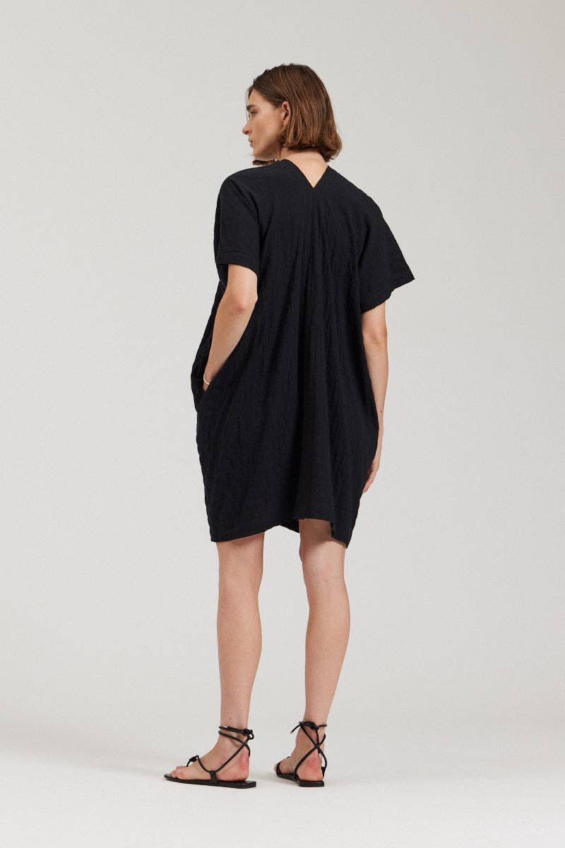 there. elsewhere - Button Down Boxy Dress: Black / Small