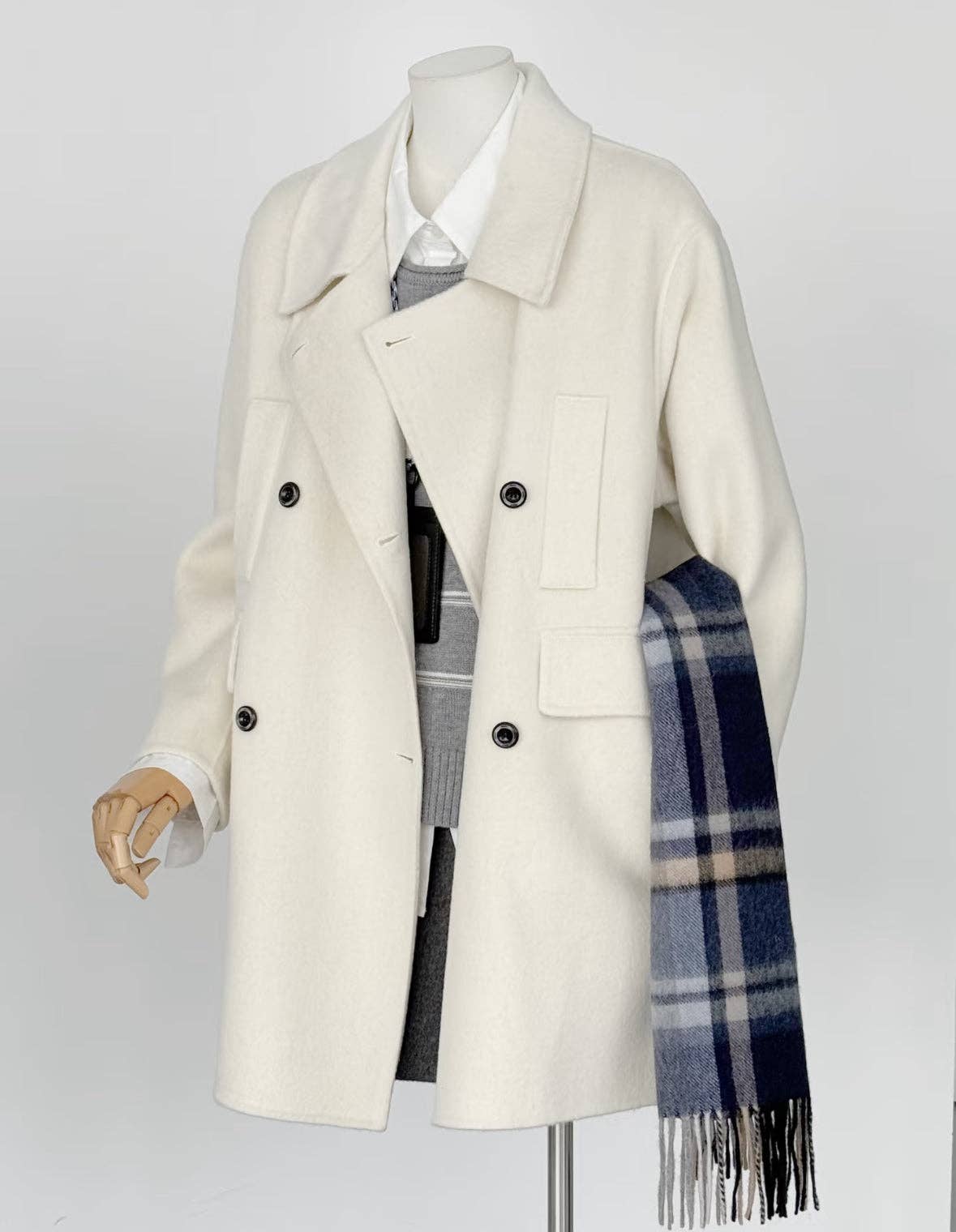 Loom & Line - Merrin Mid-length Wool Coat - 5 Colors: Navy / One size