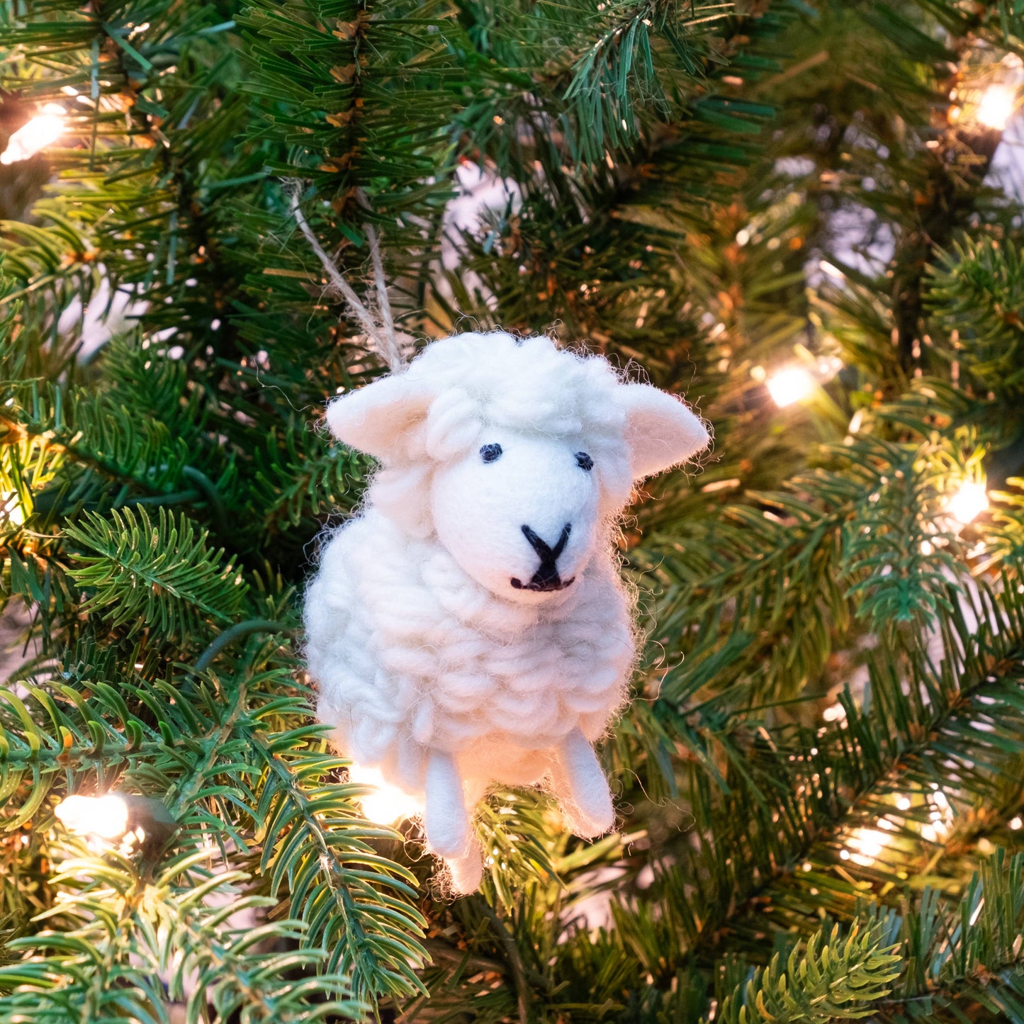 White Wooly Sheep Ornament from Nepal