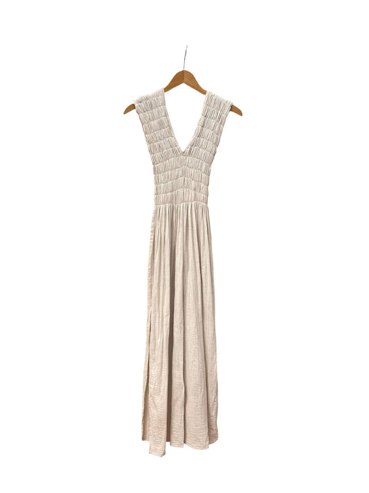 CECILIA SÖRENSEN - 736 ALBAZER V-neck dress in organic cotton muslin: Beige
