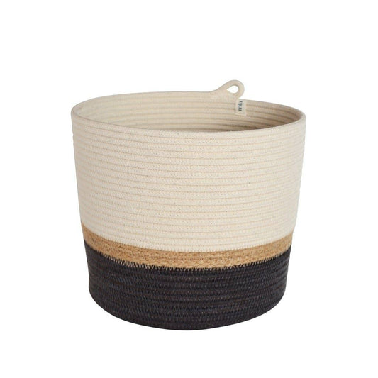 Mia Melange - Cylinder Basket - Jute and Charcoal