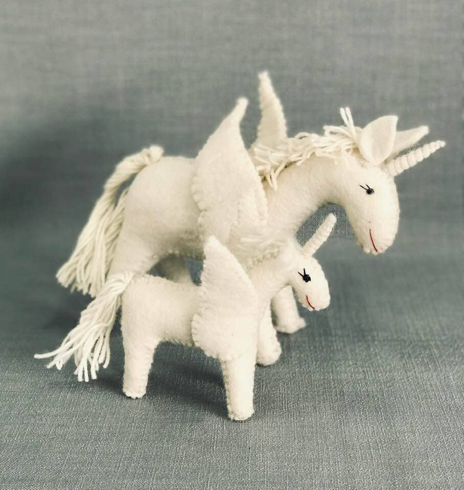 Felted Pegasus Unicorn- Large White from Nepal