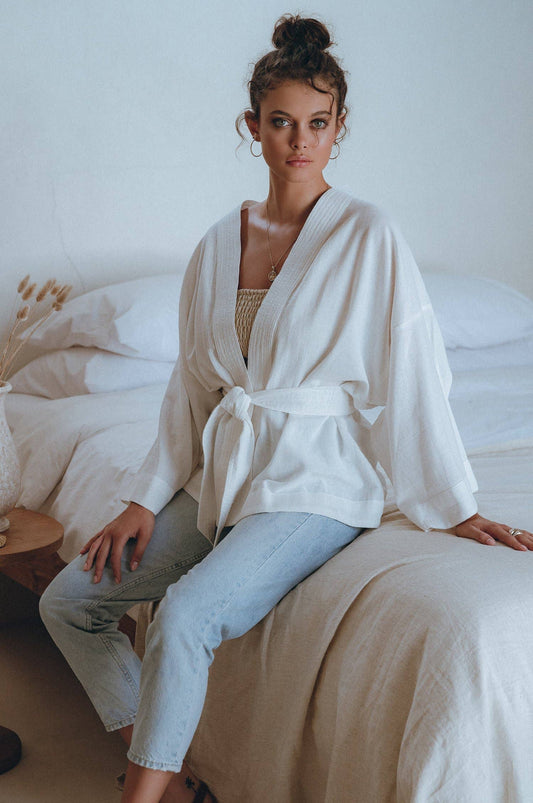 Antibes Linen Kimono White