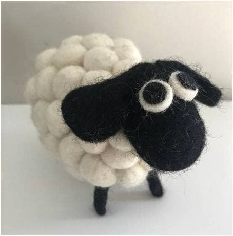 Cream Felted Baby Sheep Friend from Nepal