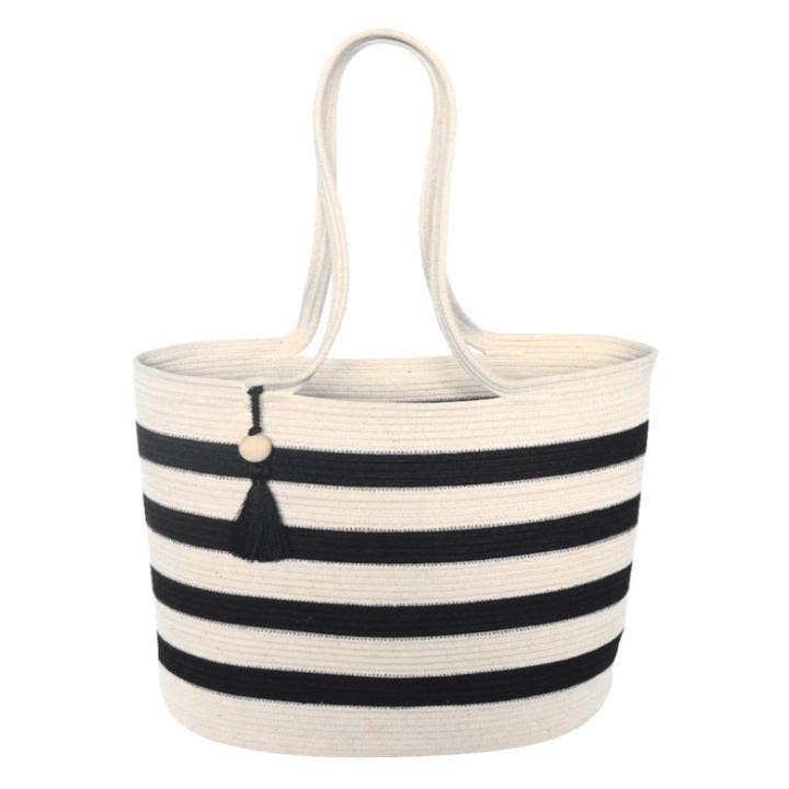 Ivory With Black Stripes shopper bag