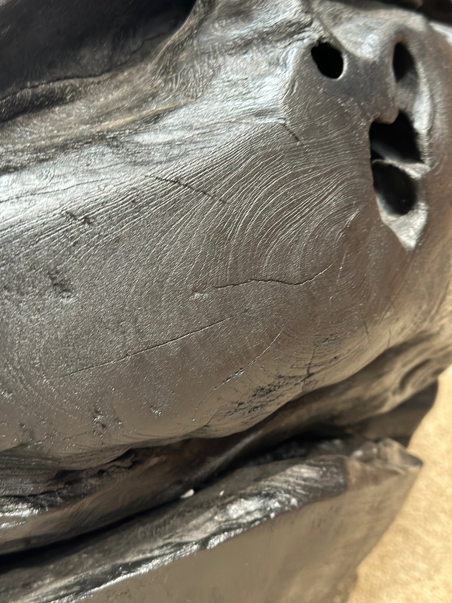 Ebony Teak Root round stool from Indonesia