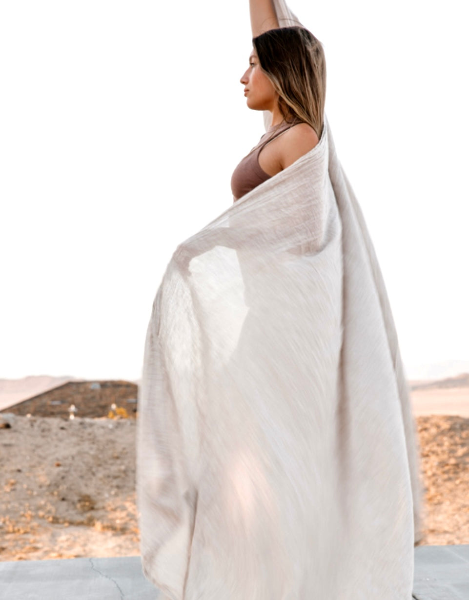 Woven Linen Throw in Natural