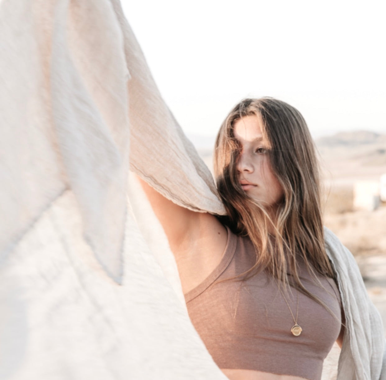 Woven Linen Throw in Natural