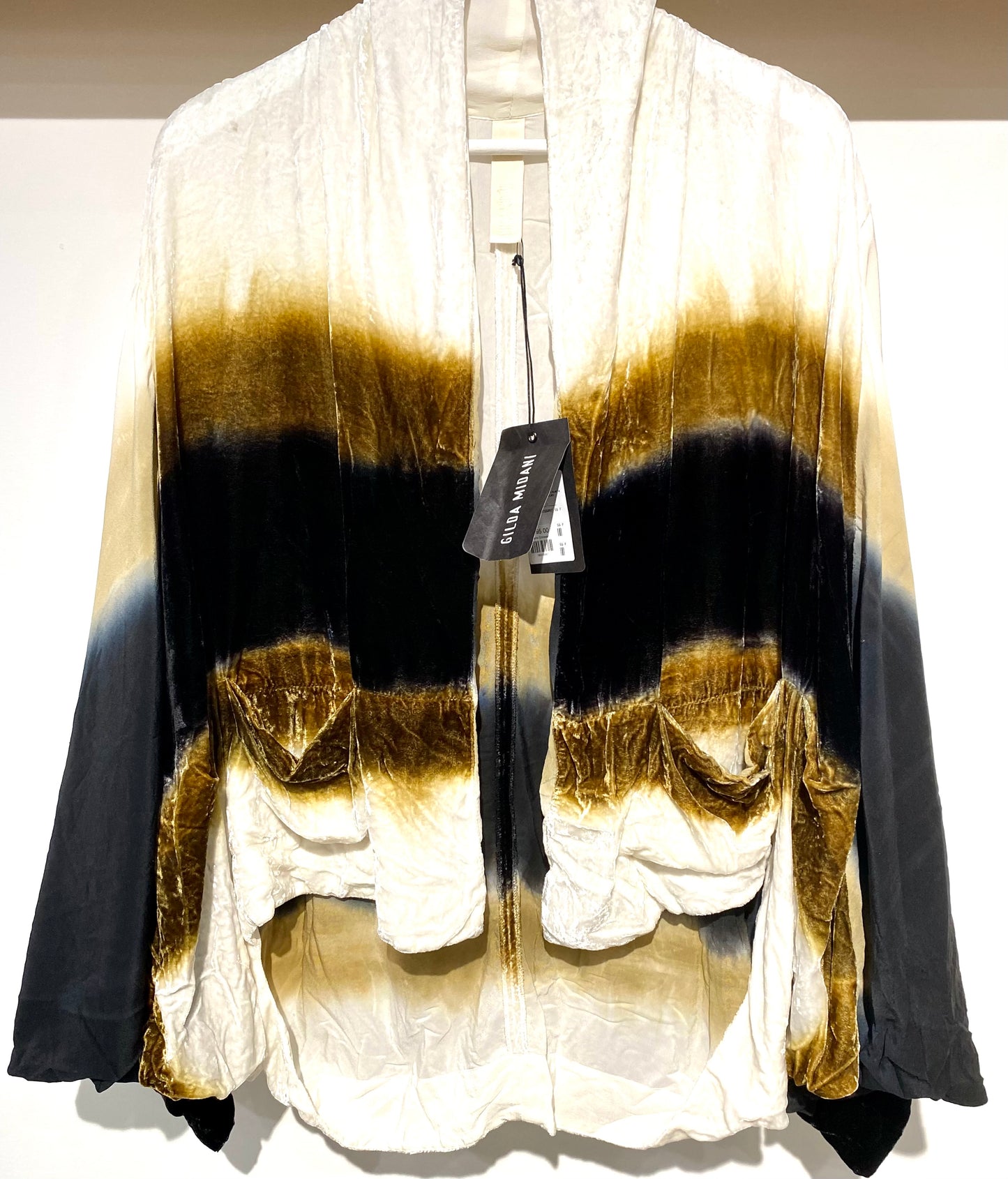 Kimono Croissant Overtop in silk and cotton velvet