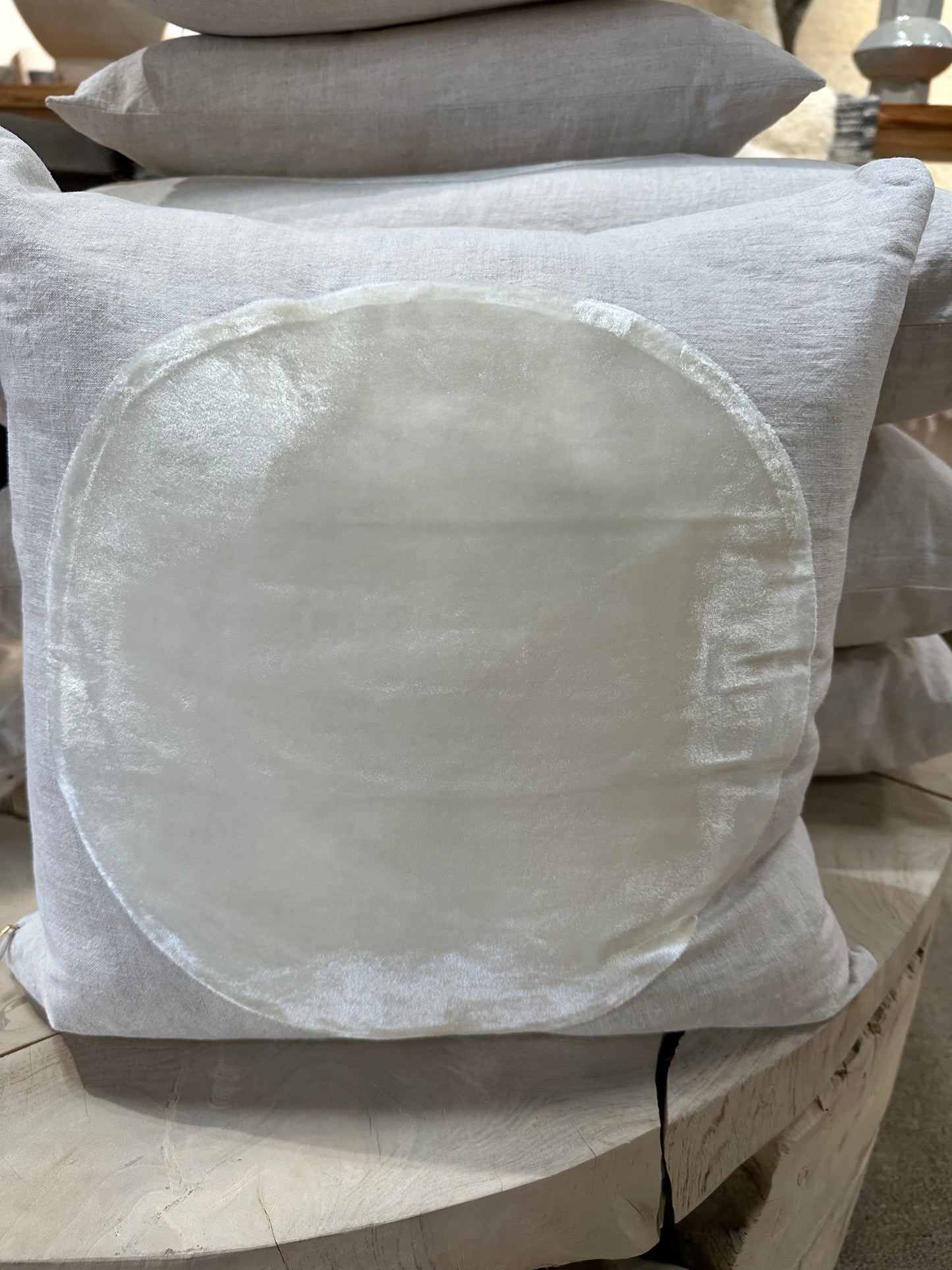 velvet circle pillow by daphne correll