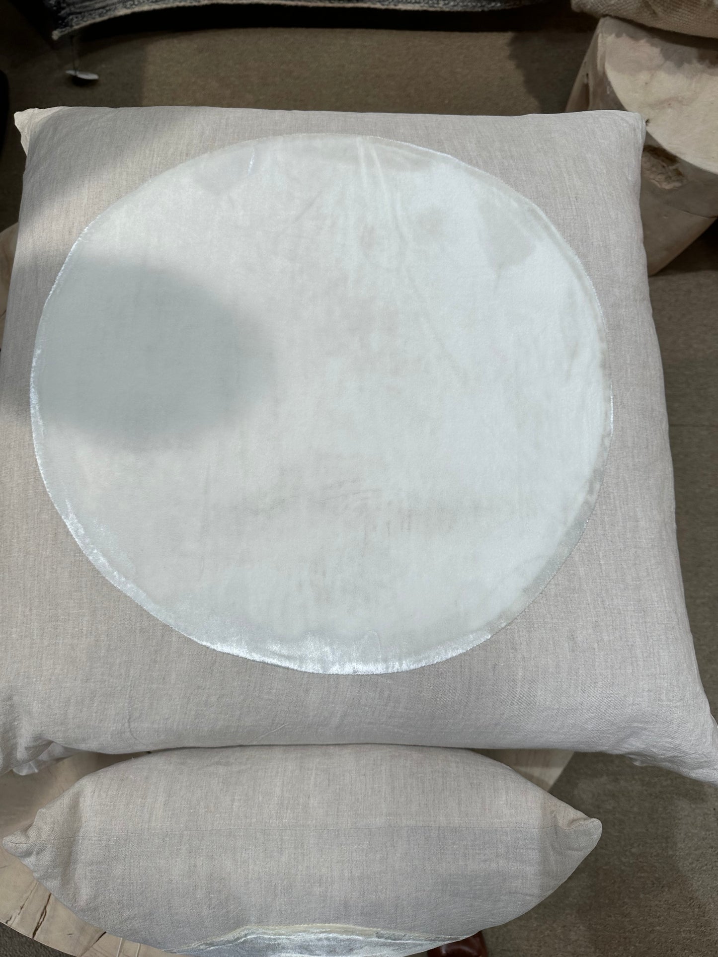 velvet circle pillow by daphne correll