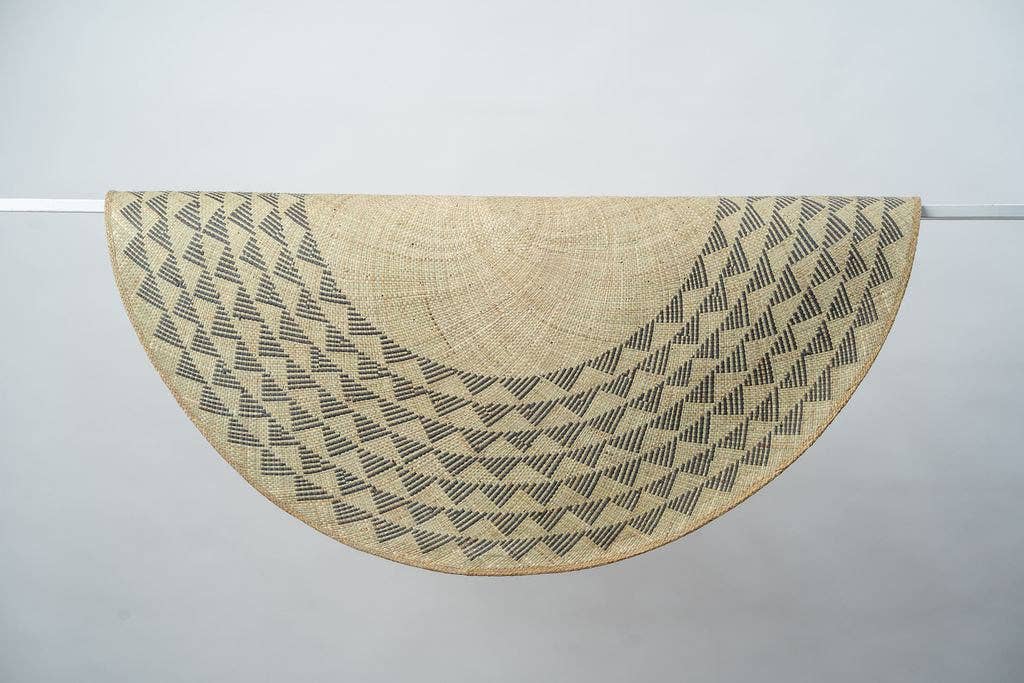 NEEPA HUT - Triangle Woven Mat | Natural base | Black Triangle