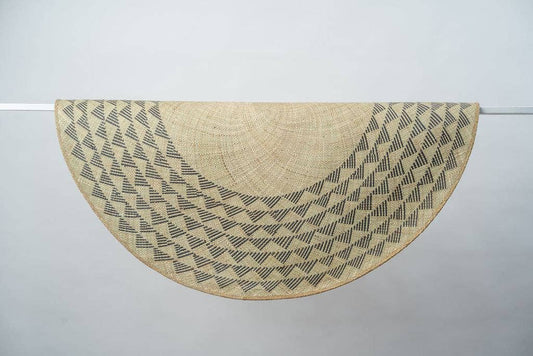 NEEPA HUT - Triangle Woven Mat | Natural base | Black Triangle